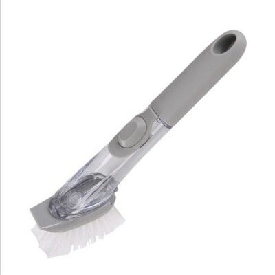 Long handle Cleaning Brush with Scouring Pad Automatically Add Liquid Sponge Brush Creative Wash Pot Artifact