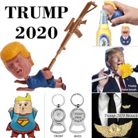 New Various Trump Products Trump 2020 Hats Flag Pin Toilet Brush Mask Coin Bottle Opener Doll Donald Trump